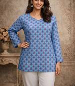 Blue color designer digital printed formal rich looks kurta for girls