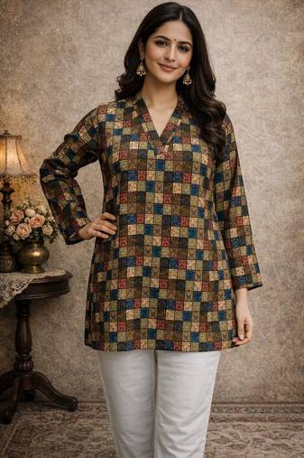 Multy color designer digital printed formal rich looks kurta for girls