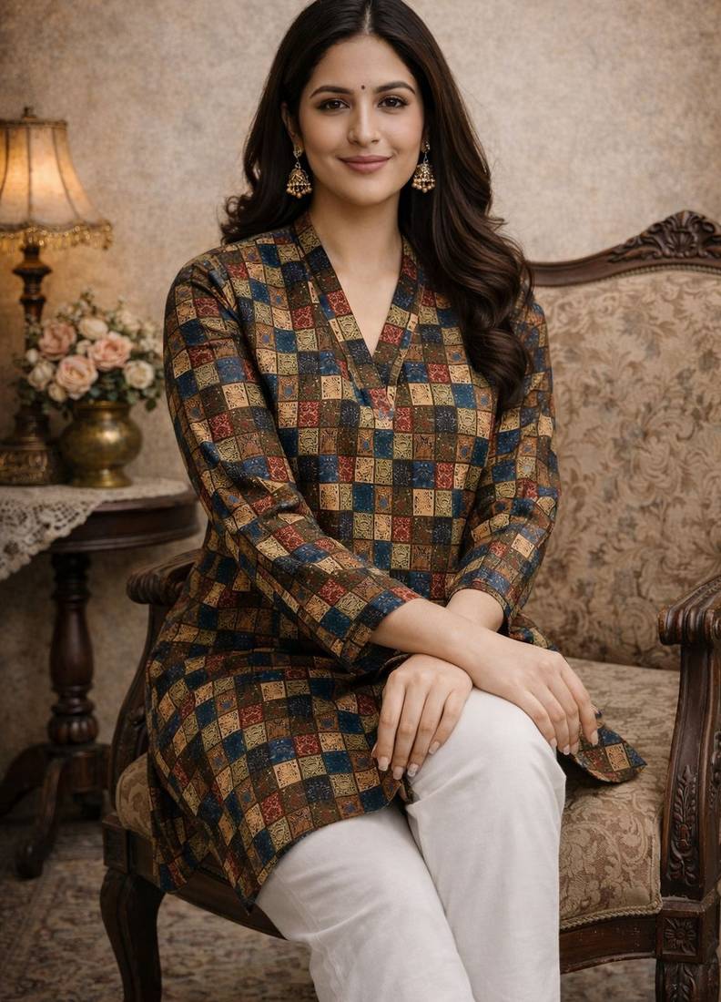 Multy color designer digital printed formal rich looks kurta for girls