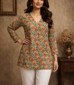 Peach color designer digital printed formal rich looks kurta for girls