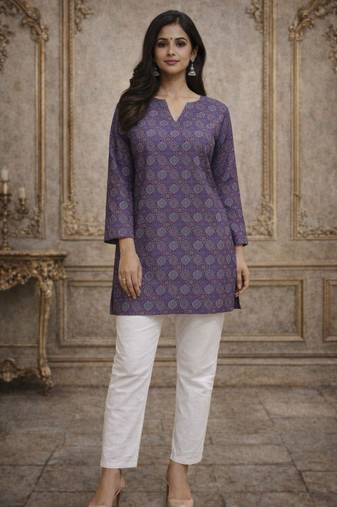 Purple color designer digital printed formal rich looks kurta for girls
