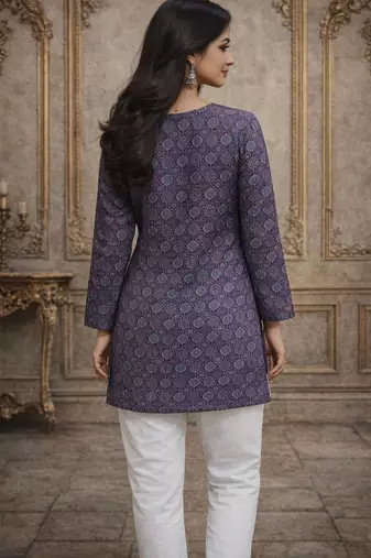 Purple color digital printed formal rich looks kurta for girls