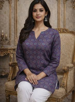Purple color digital printed formal rich looks kurta for girls 3