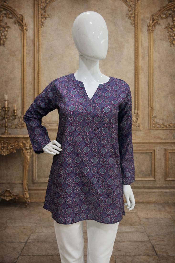 Purple color designer digital printed formal rich looks kurta for girls