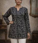 Black color designer digital printed formal rich looks kurta for girls