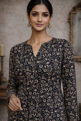 Black color digital printed formal rich looks kurta for girls 3