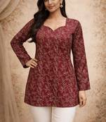 Maroon color designer digital printed formal rich looks kurta for girls