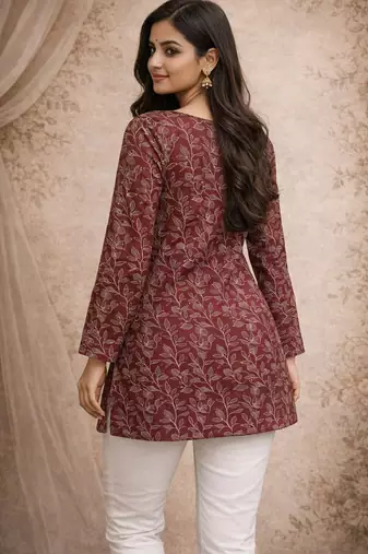 Maroon color digital printed formal rich looks kurta for girls