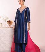 Blue color beautful poly silk fabric stylish partywear attire for girls