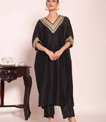 Black color beautful poly silk fabric stylish partywear attire for girls