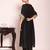Black color beautful poly silk fabric stylish partywear attire for girls