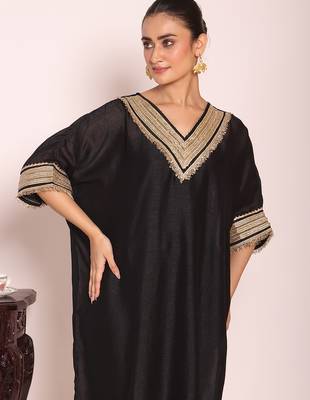 Black color beautful poly silk stylish partywear attire for girls 3