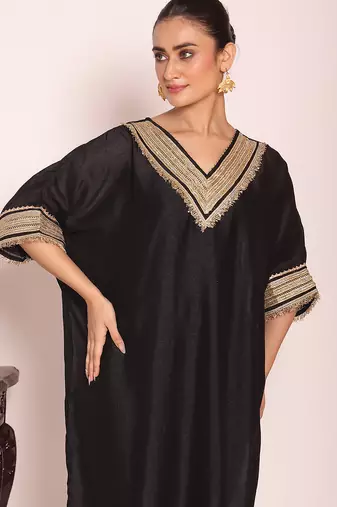 Black color beautful poly silk stylish partywear attire for girls