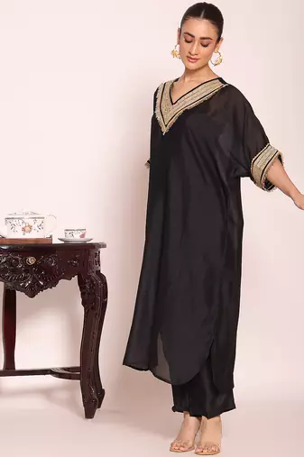 Black color beautful poly silk stylish partywear attire for girls