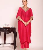 Pink color beautful poly silk fabric stylish partywear attire for girls