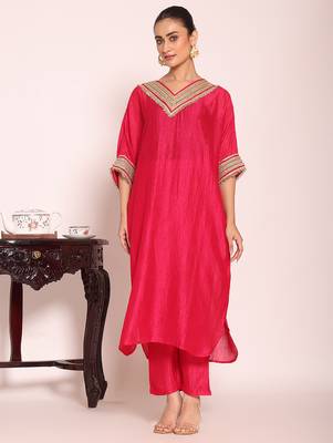 Pink color beautful poly silk stylish partywear attire for girls 4