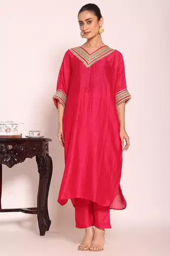 Pink color beautful poly silk stylish partywear attire for girls