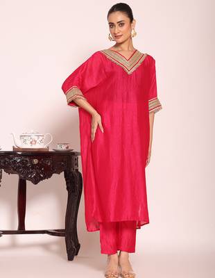 Pink color beautful poly silk stylish partywear attire for girls 5