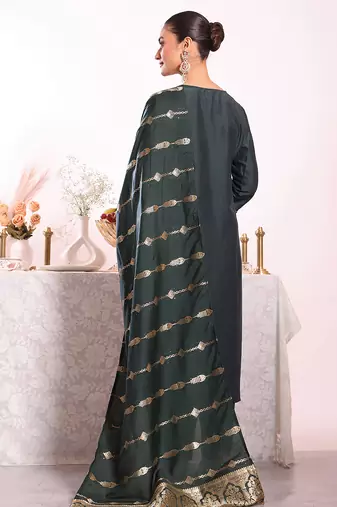 Black color beautful poly silk stylish partywear attire for girls