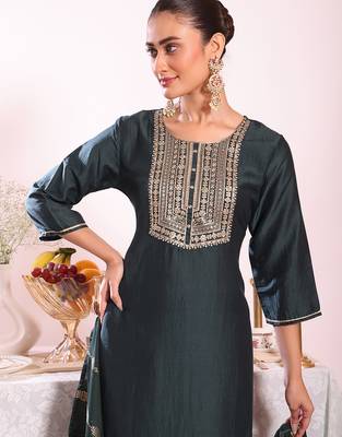 Black color beautful poly silk stylish partywear attire for girls 3