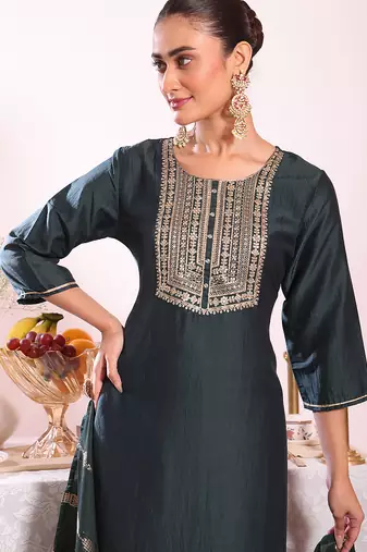 Black color beautful poly silk stylish partywear attire for girls