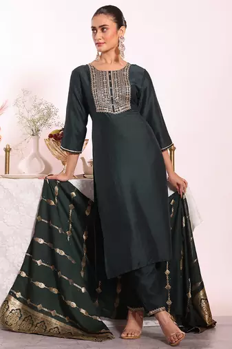 Black color beautful poly silk stylish partywear attire for girls