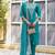 Firozi color silk blend fabric beautiful embroidered kurta set with dupatta