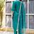 Firozi color silk blend fabric beautiful embroidered kurta set with dupatta