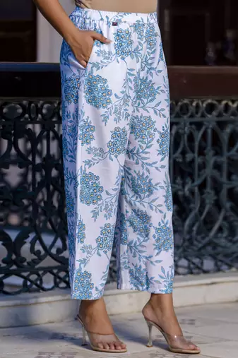 Blue color smart cotton blend printed smart co-ord set