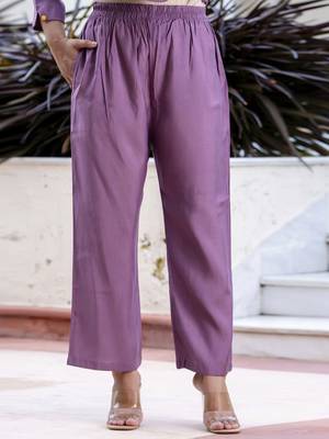 Lavender color smart silk blend hand smart co-ord set 4