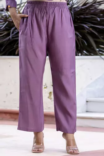 Lavender color smart silk blend hand smart co-ord set