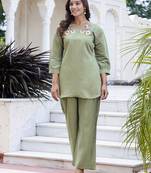 Pista color smart silk blend fabric designer hand work smart co-ord set