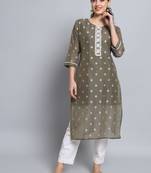 Grey color beautiful silk blend fabric sophisticated kurta for girls