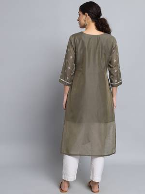 Grey color beautiful silk blend sophisticated kurta for girls 2