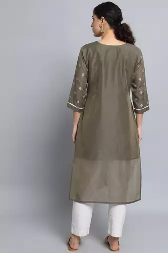 Grey color beautiful silk blend sophisticated kurta for girls