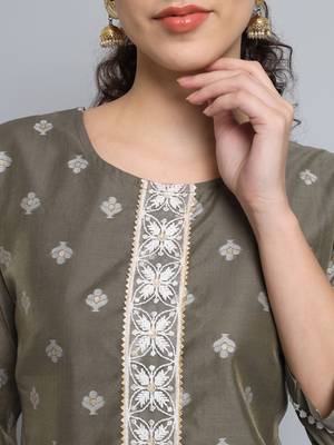 Grey color beautiful silk blend sophisticated kurta for girls 3