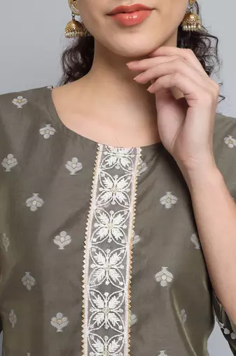 Grey color beautiful silk blend sophisticated kurta for girls
