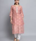Pink color beautiful silk blend fabric sophisticated kurta for girls