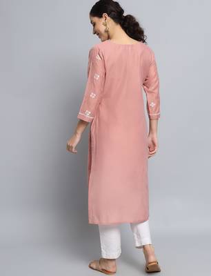 Pink color beautiful silk blend sophisticated kurta for girls 2
