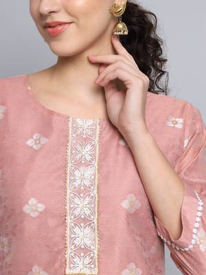 Pink color beautiful silk blend sophisticated kurta for girls 3