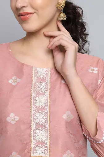 Pink color beautiful silk blend sophisticated kurta for girls