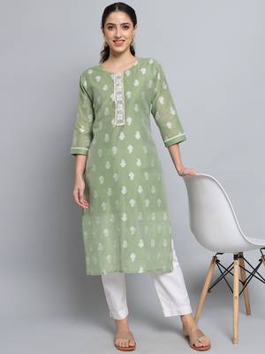 Pista color beautiful silk blend sophisticated kurta for girls 1