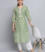 Pista color beautiful silk blend fabric sophisticated kurta for girls