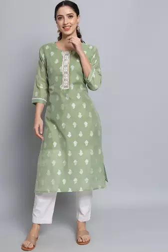 Pista color beautiful silk blend sophisticated kurta for girls