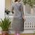 Grey color beautiful silk blend fabric sophisticated kurta for girls