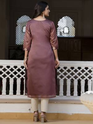 Purple color beautiful silk blend sophisticated kurta for girls 2
