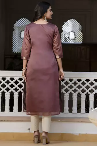 Purple color beautiful silk blend sophisticated kurta for girls