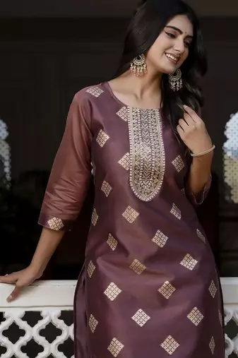 Purple color beautiful silk blend sophisticated kurta for girls