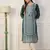 Teal color cotton silk fabric woven designer ethnic formal kurta