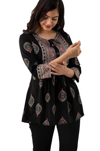Handmade block printed rayon fabric designer tops & tunics